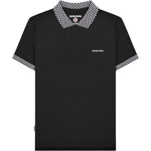 Lambretta Mens Two Tone Button Polo Shirt / Black